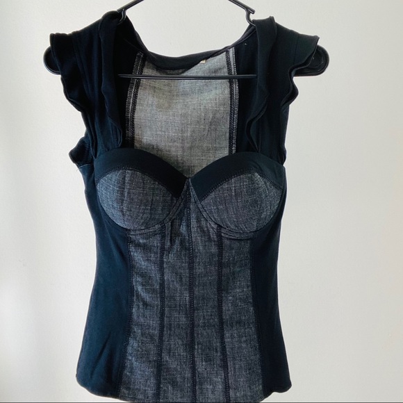 Corset top black and grey - Picture 4 of 6